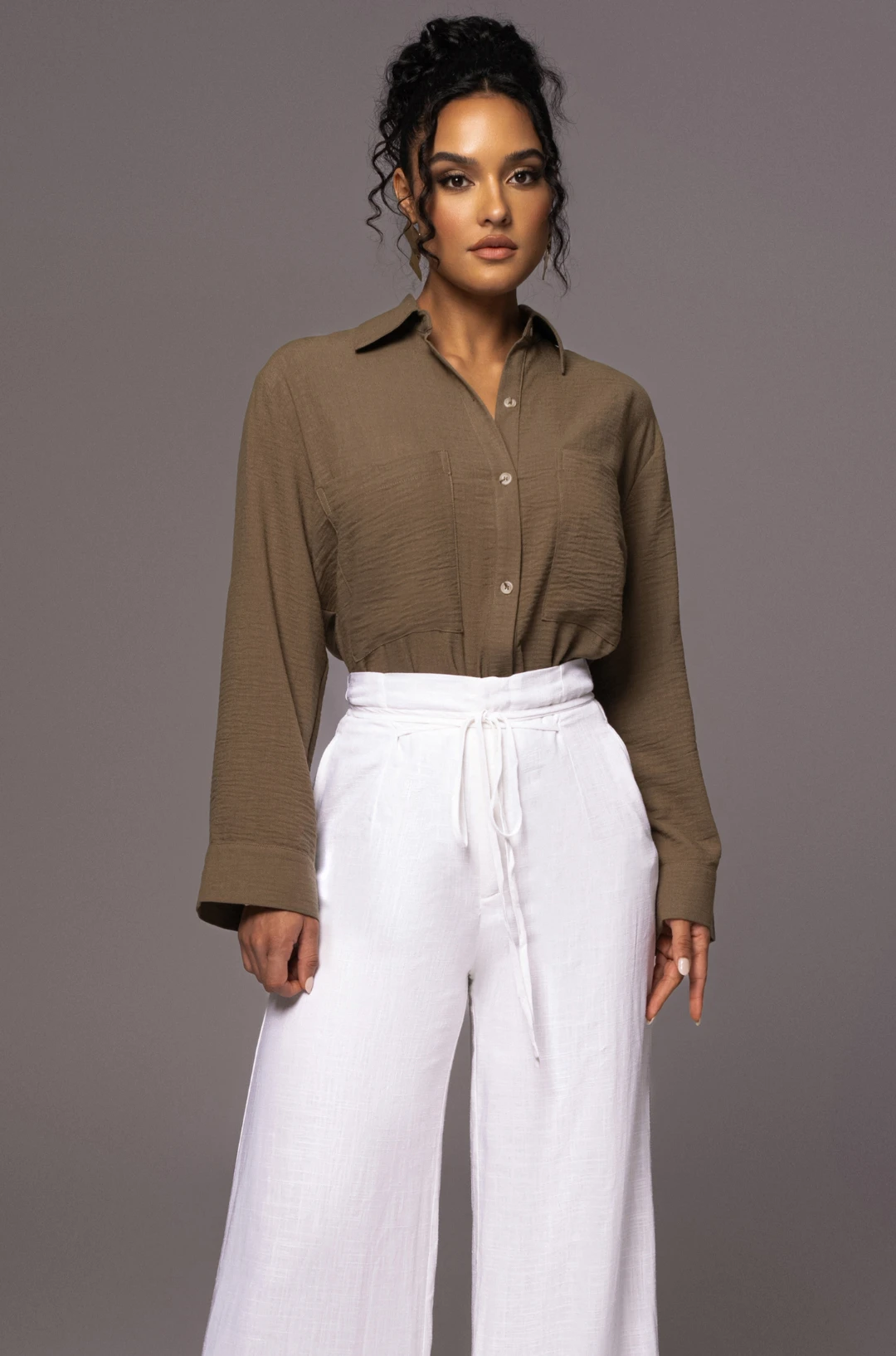 Olive By The Coast Crinkled Button Up 1 Olive By The Coast Crinkled Button Up