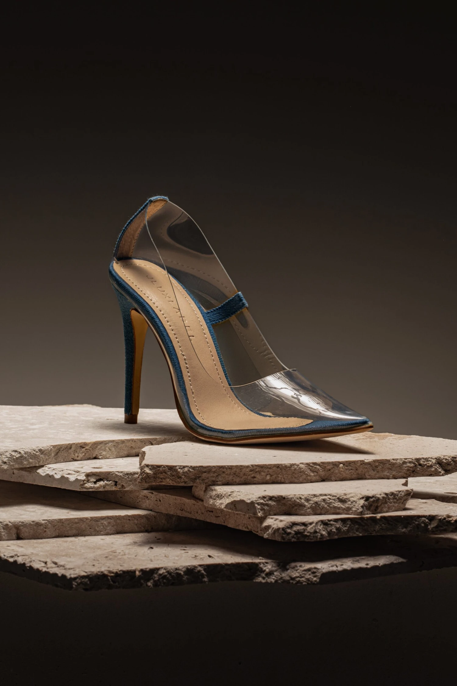 Dark Denim Walk The Line Clear Pumps 1 Dark Denim Walk The Line Clear Pumps