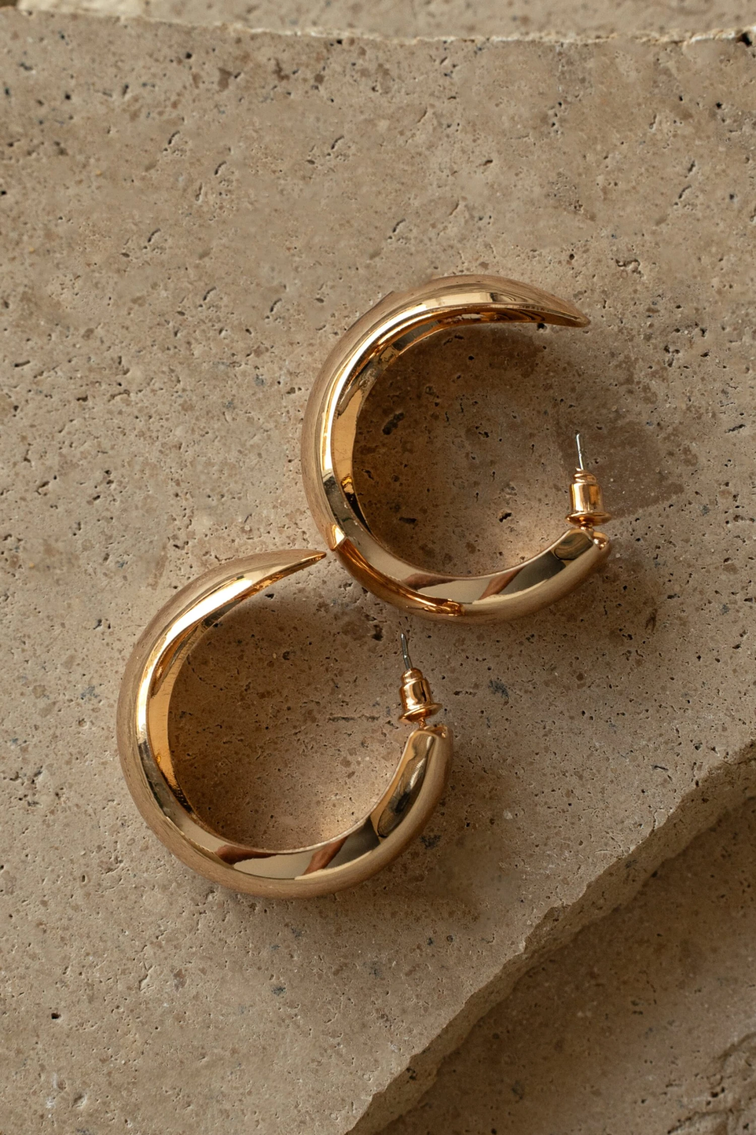Gold Sheri Open Hoop Earrings 2 Gold Sheri Open Hoop Earrings - Image 2