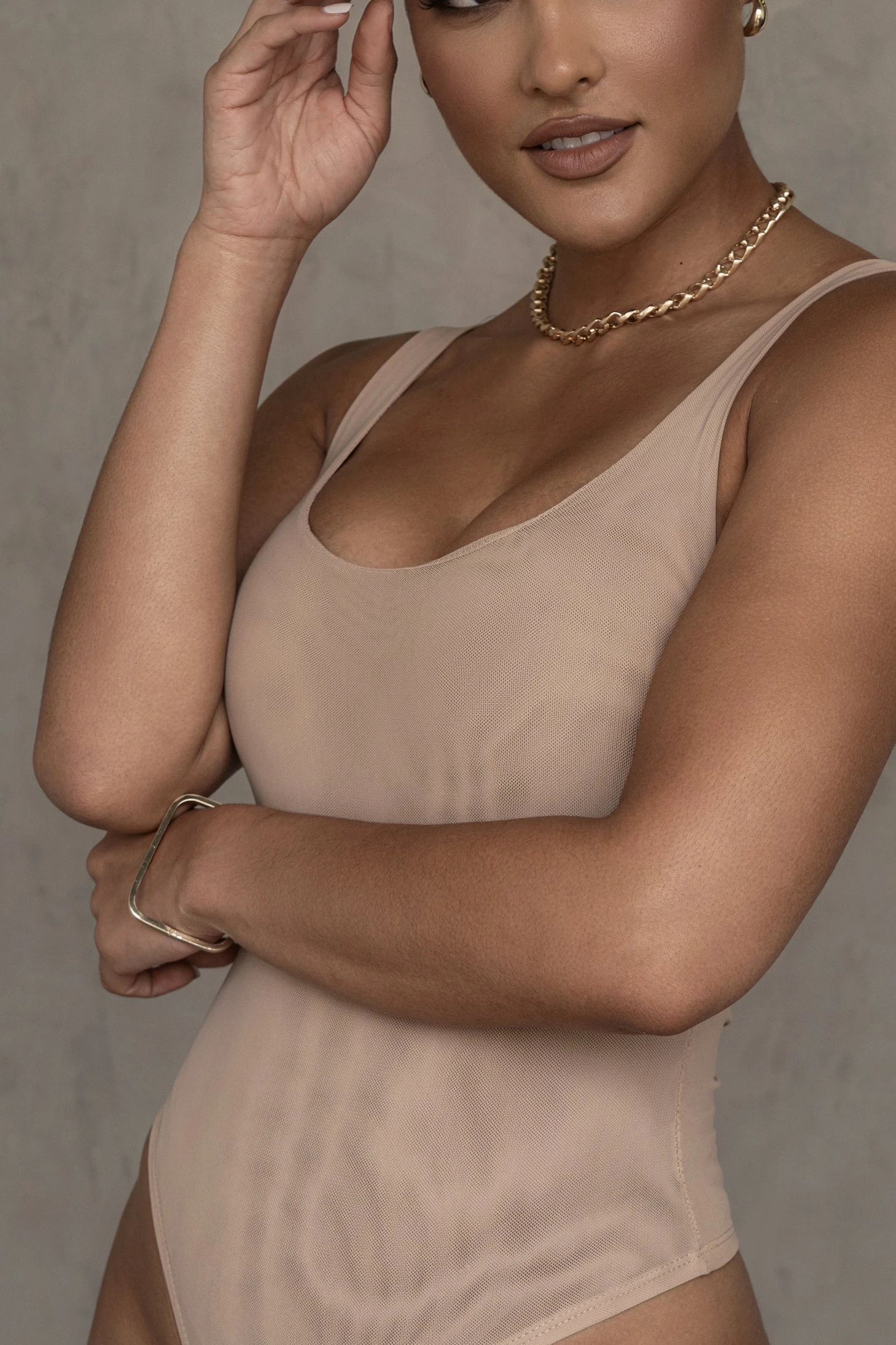 Beige Mesh Essentials Tank Bodysuit Undergarment 4 Beige Mesh Essentials Tank Bodysuit Undergarment - Image 4