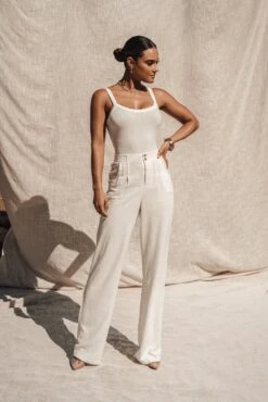 Ivory Akito Ribbed Bodysuit -Jluxlabel Sale Store ESSENTIALS4 66