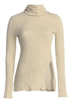 Natural One Call Away Ribbed Turtleneck Top -Jluxlabel Sale Store IMG 3643copy