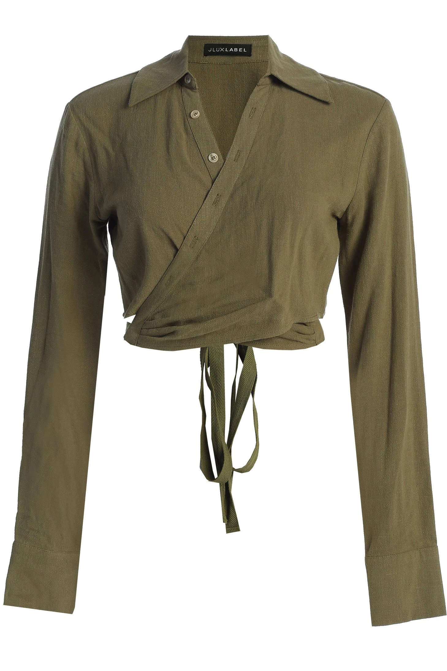 Olive Drift Away Linen Wrap Top 3 Olive Drift Away Linen Wrap Top - Image 3