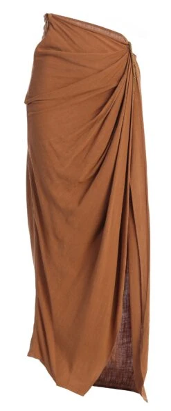 Pecan Noelia Linen Slit Skirt -Jluxlabel Sale Store IMG 9858