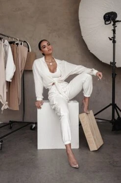 Ivory Soho Front Tied Woven Top -Jluxlabel Sale Store JLUXLABEL ESSENTIALS FEB212020 286