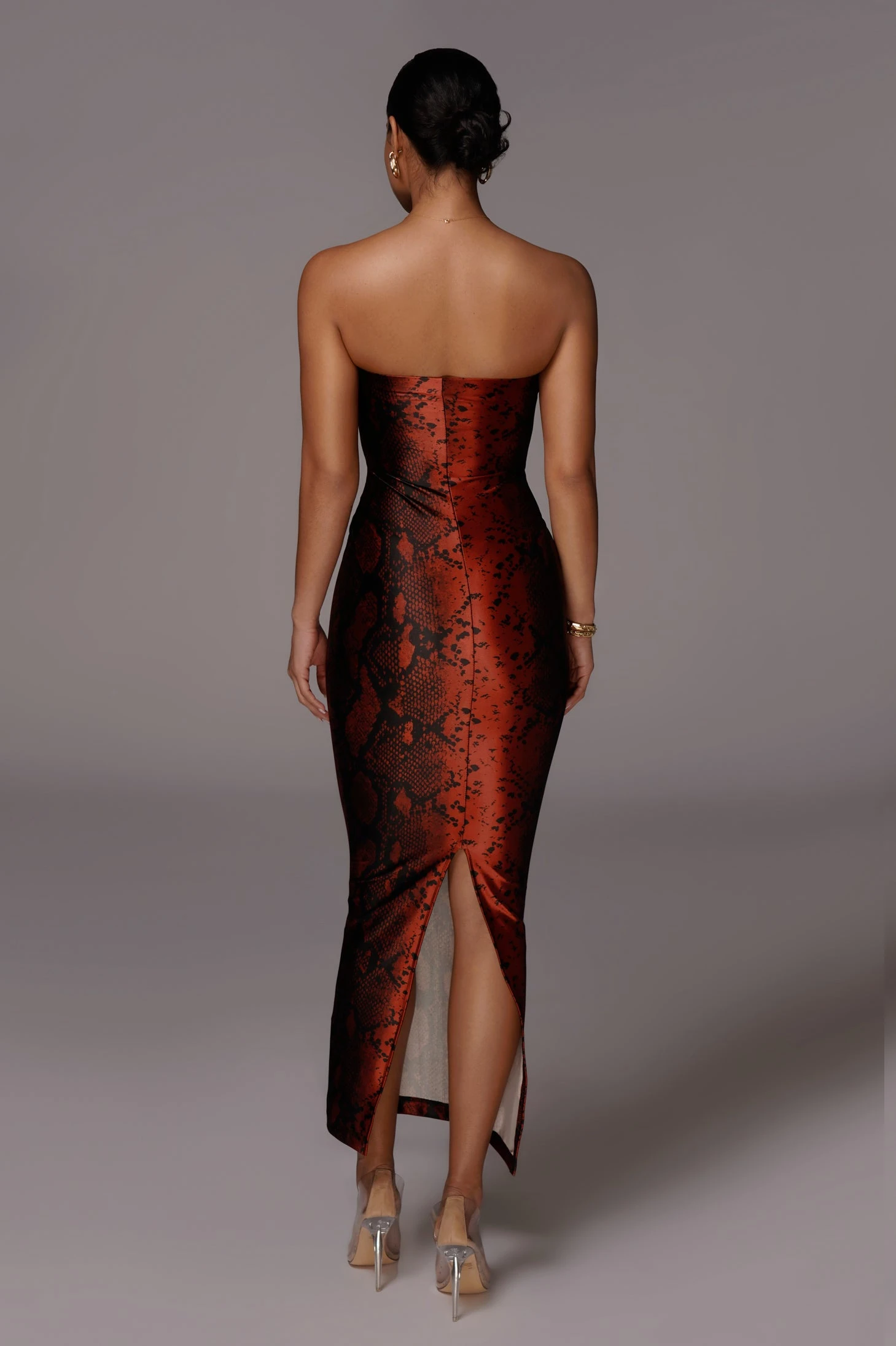 Red Bianca Snakeskin Slit Dress 8 Red Bianca Snakeskin Slit Dress - Image 8