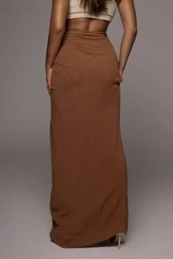 Pecan Noelia Linen Slit Skirt -Jluxlabel Sale Store JULY8LINEN 7
