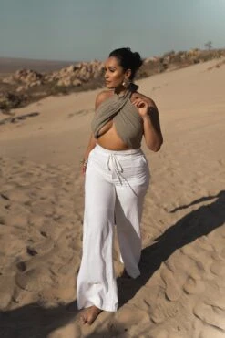 Light Olive No Promises Halter Top -Jluxlabel Sale Store LINEN2023 125