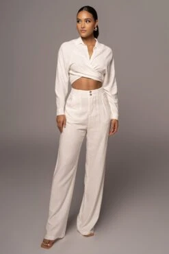 Ivory Soho Front Tied Woven Top -Jluxlabel Sale Store PRODUCT APR152022 177