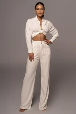 Ivory Soho Front Tied Woven Top -Jluxlabel Sale Store PRODUCT APR152022 189