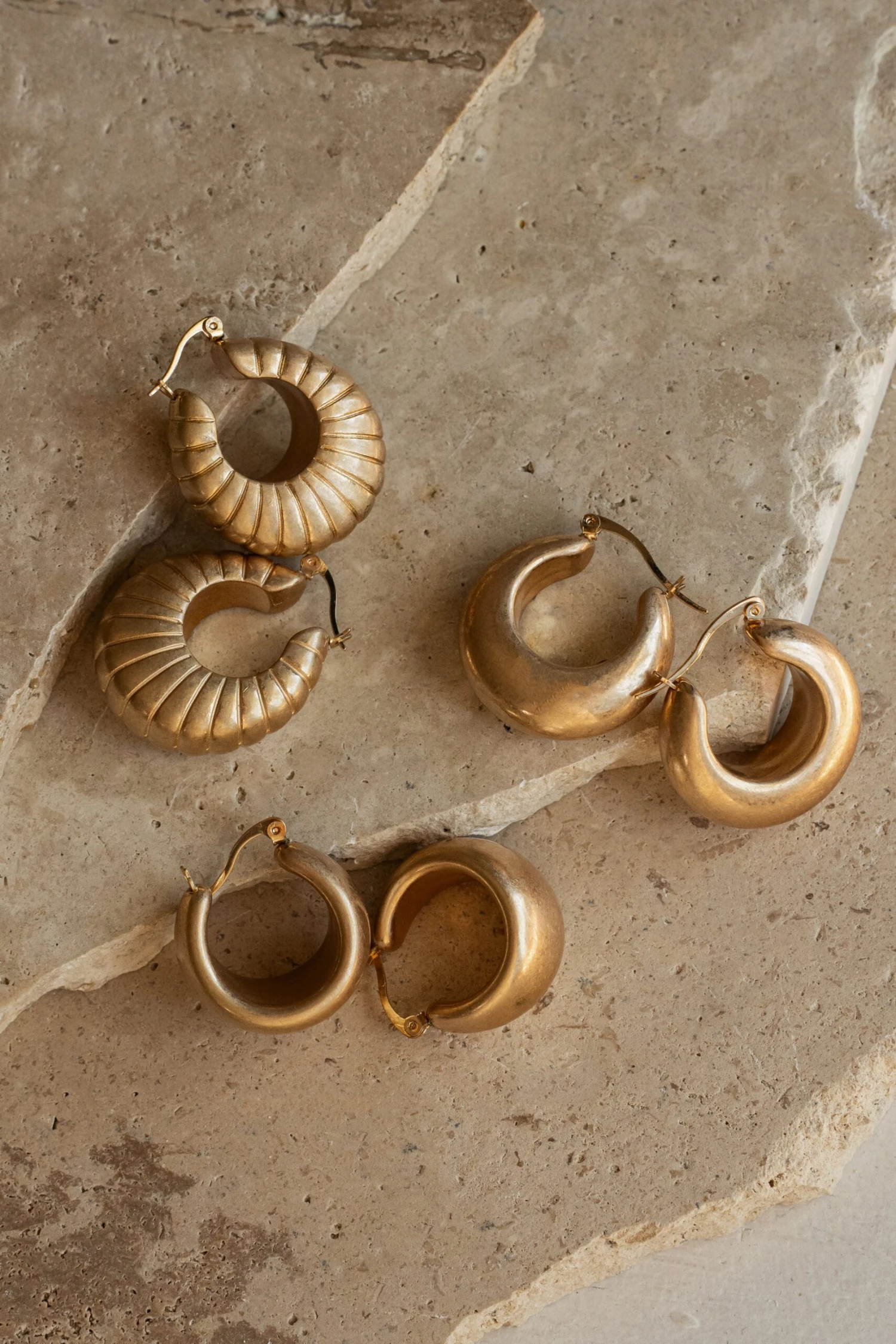 Gold Cera 3-Piece Earring Set 2 Gold Cera 3-Piece Earring Set - Image 2