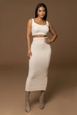 Ivory Rosabel Chenille Maxi Skirt