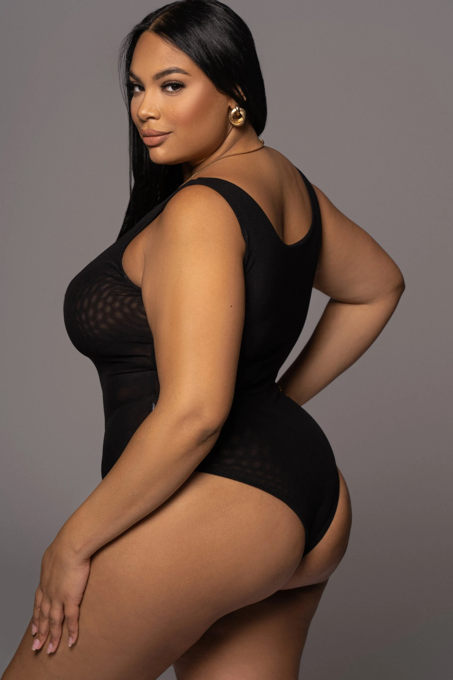 Noir Mesh Essentials Tank Bodysuit Undergarment 4 Noir Mesh Essentials Tank Bodysuit Undergarment - Image 4