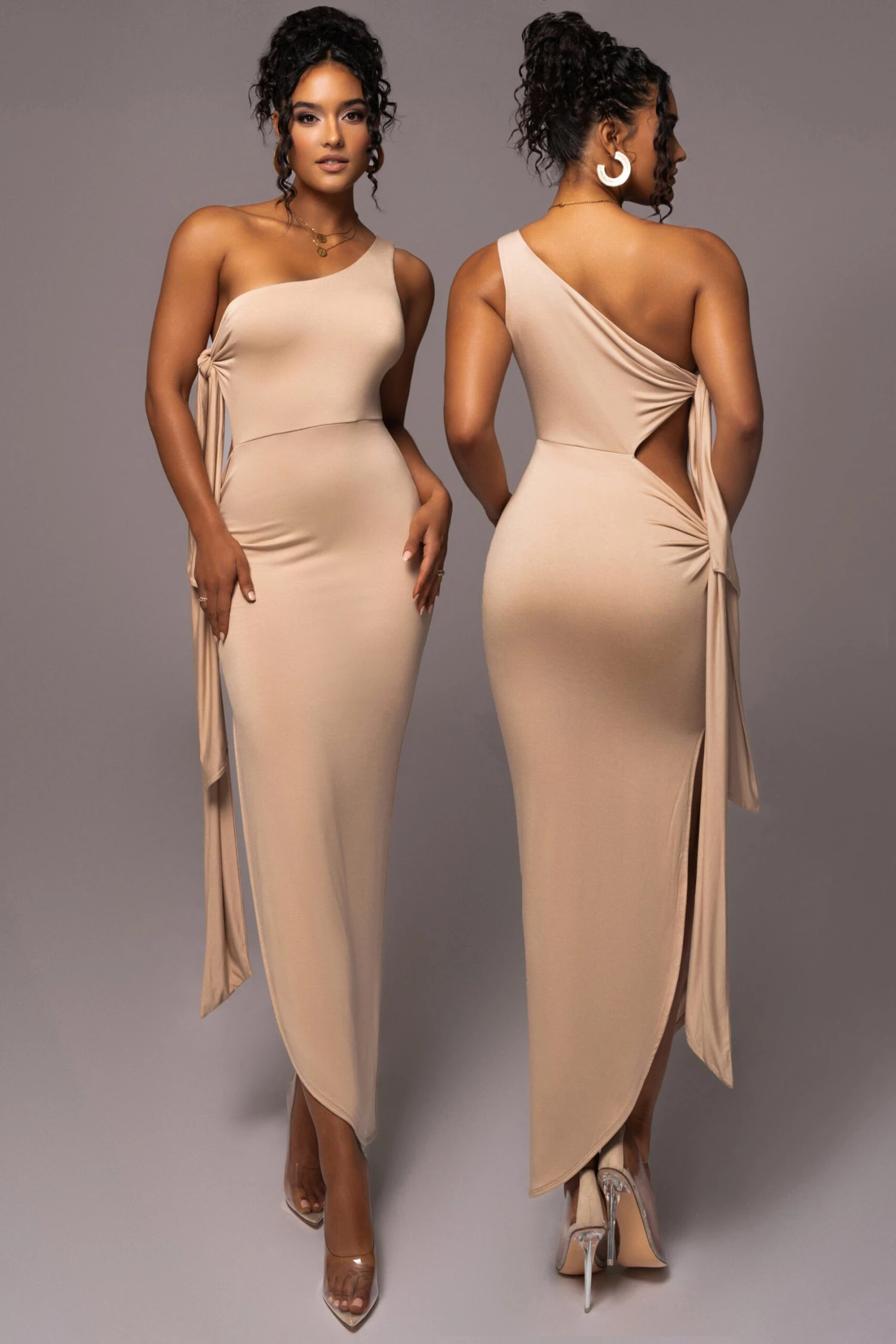 Tan Out Of Mind One Shoulder Dress 1 Tan Out Of Mind One Shoulder Dress