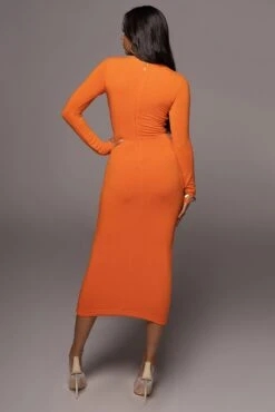 Jluxbasix Orange Modern Lovers Midi Dress 20 Jluxbasix Orange Modern Lovers Midi Dress -Jluxlabel Sale Store PRODUCT JUL222022 BASIX 101