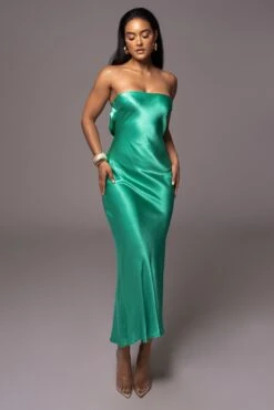 Green Irina Satin Strapless Maxi Dress -Jluxlabel Sale Store PRODUCT JUL52023 50