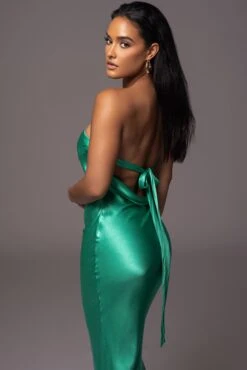 Green Irina Satin Strapless Maxi Dress -Jluxlabel Sale Store PRODUCT JUL52023 55