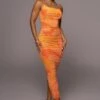 Orange Naylene Ruched Dress