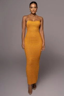 Apricot Palmas Crochet Maxi Dress -Jluxlabel Sale Store PRODUCT JUL72022 SUMMER4 50