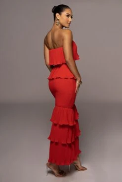 Red Casa Blanca Ruffle Dress -Jluxlabel Sale Store PRODUCT JUN22022 SUMMER3 118