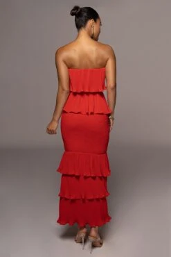 Red Casa Blanca Ruffle Dress -Jluxlabel Sale Store PRODUCT JUN22022 SUMMER3 119