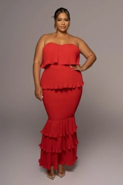 Red Casa Blanca Ruffle Dress -Jluxlabel Sale Store PRODUCT JUN82022 EXTENDED 58