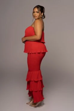 Red Casa Blanca Ruffle Dress -Jluxlabel Sale Store PRODUCT JUN82022 EXTENDED 60