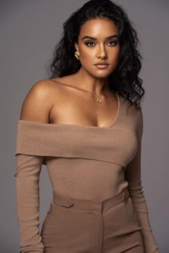 Beige Eve Off The Shoulder Top