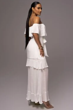 White Marsela Off-Shoulder Linen Maxi Dress -Jluxlabel Sale Store PRODUCT JUNE72023 JUNEDROP1 35