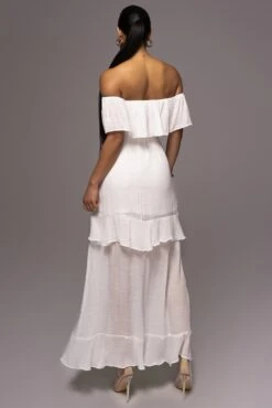 White Marsela Off-Shoulder Linen Maxi Dress -Jluxlabel Sale Store PRODUCT JUNE72023 JUNEDROP1 37