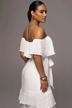 White Marsela Off-Shoulder Linen Maxi Dress -Jluxlabel Sale Store PRODUCT JUNE72023 JUNEDROP1 38