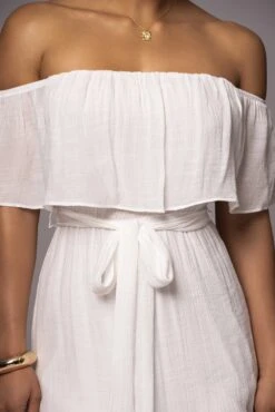 White Marsela Off-Shoulder Linen Maxi Dress -Jluxlabel Sale Store PRODUCT JUNE72023 JUNEDROP1 40