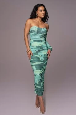 Green Capri Ruched Dress -Jluxlabel Sale Store PRODUCT JUNE82023 NEWARRIVALS 9