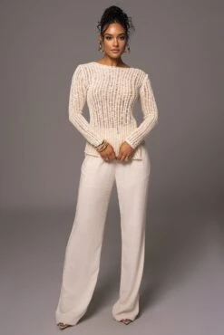 Light Beige Hideaway Crochet Knit Top -Jluxlabel Sale Store PRODUCT MAY172023 27