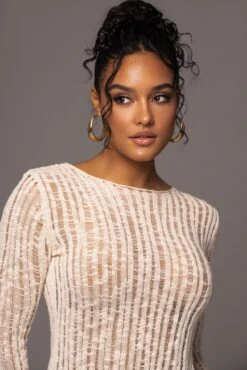 Light Beige Hideaway Crochet Knit Top -Jluxlabel Sale Store PRODUCT MAY172023 34