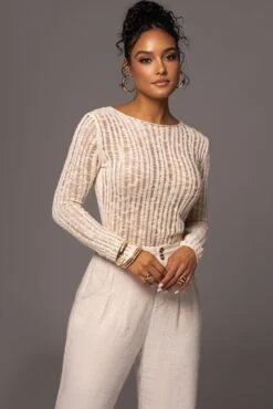 Light Beige Hideaway Crochet Knit Top -Jluxlabel Sale Store PRODUCT MAY172023 38