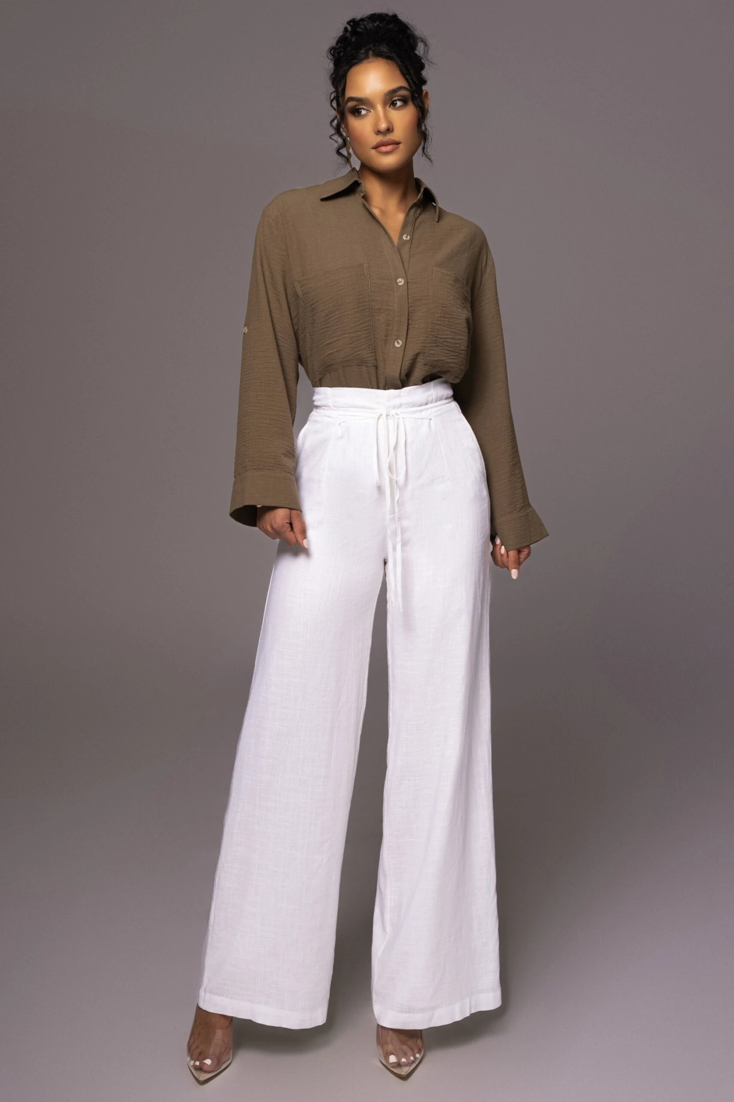 Olive By The Coast Crinkled Button Up 5 Olive By The Coast Crinkled Button Up - Image 5