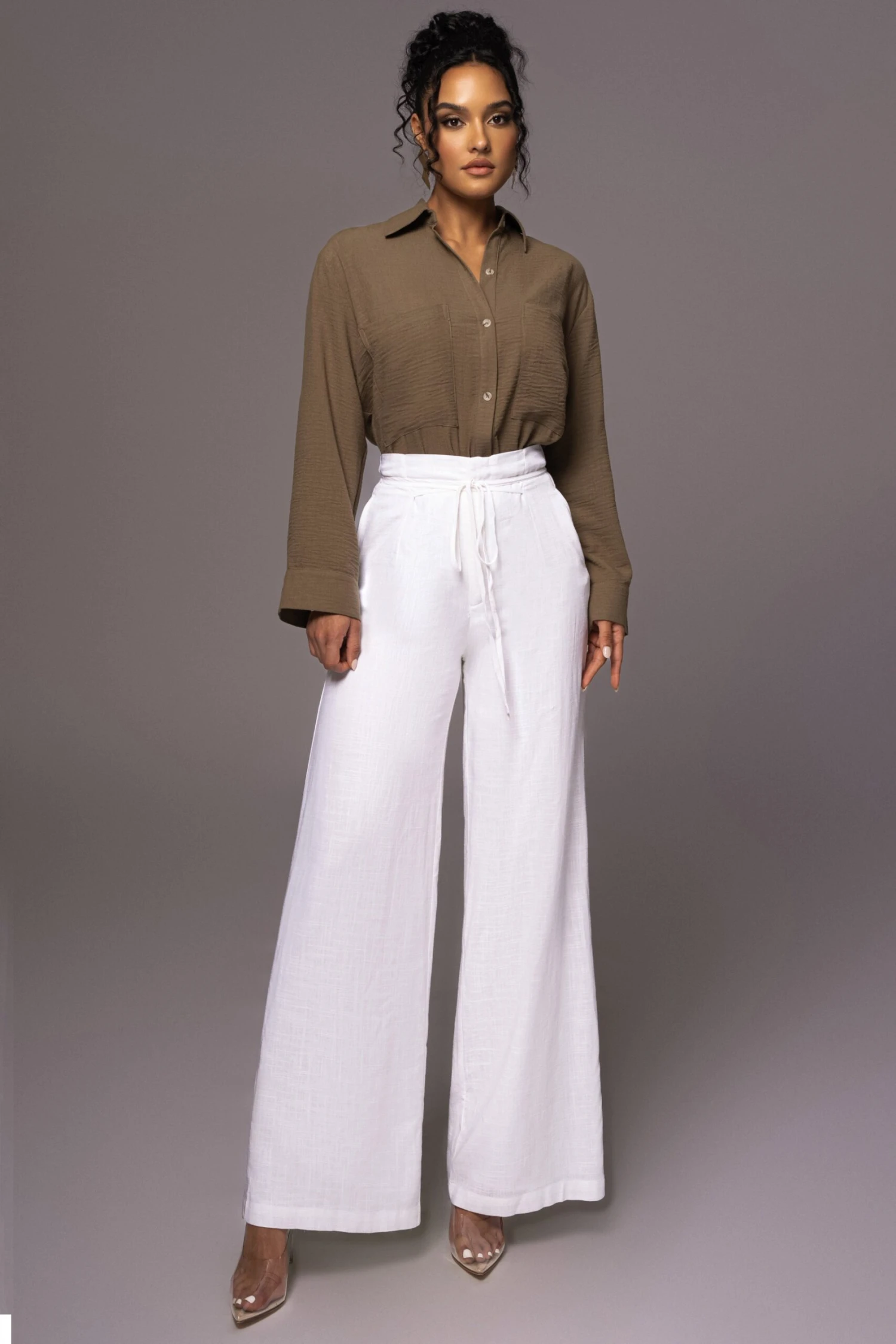 Olive By The Coast Crinkled Button Up 4 Olive By The Coast Crinkled Button Up - Image 4