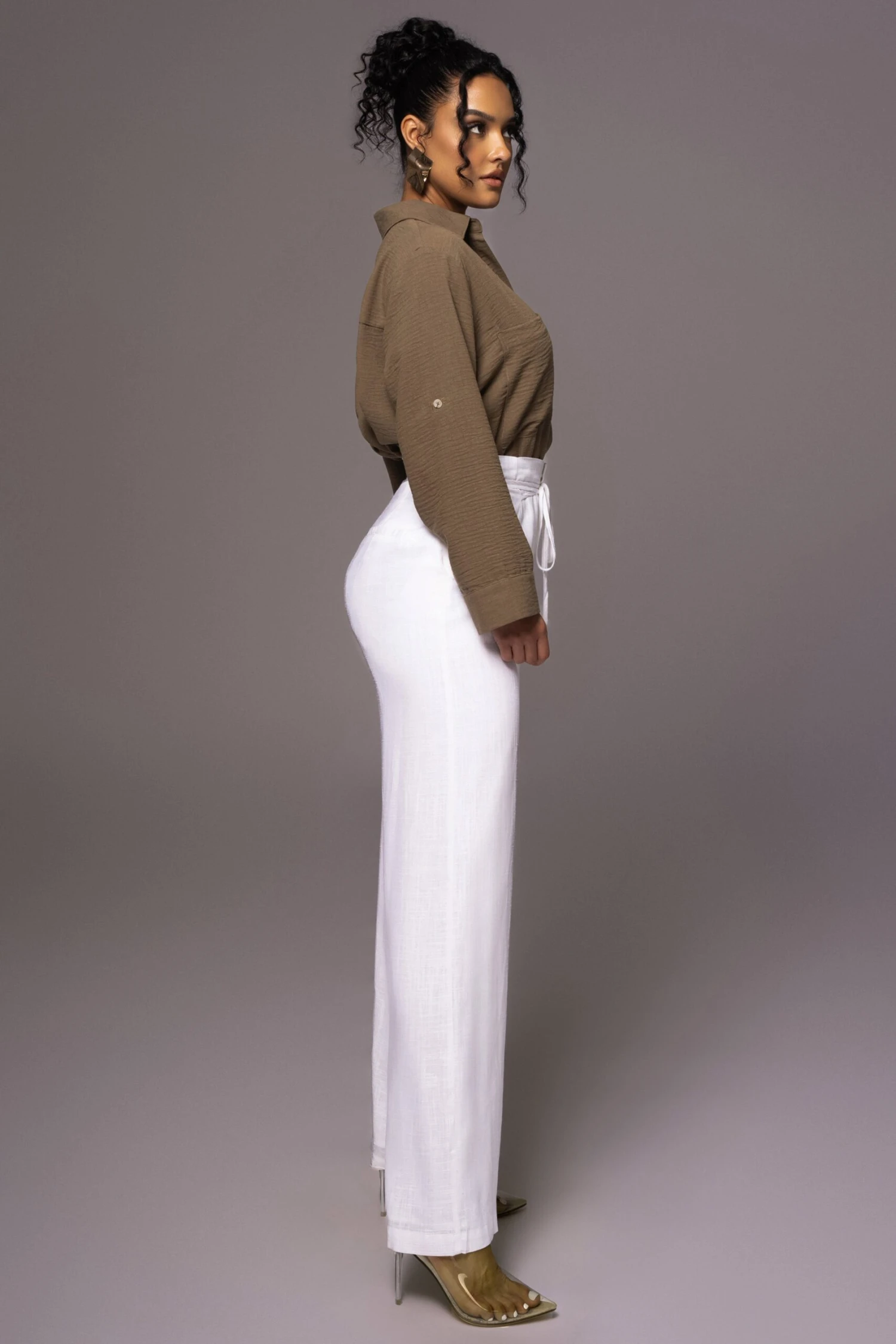 Olive By The Coast Crinkled Button Up 8 Olive By The Coast Crinkled Button Up - Image 8