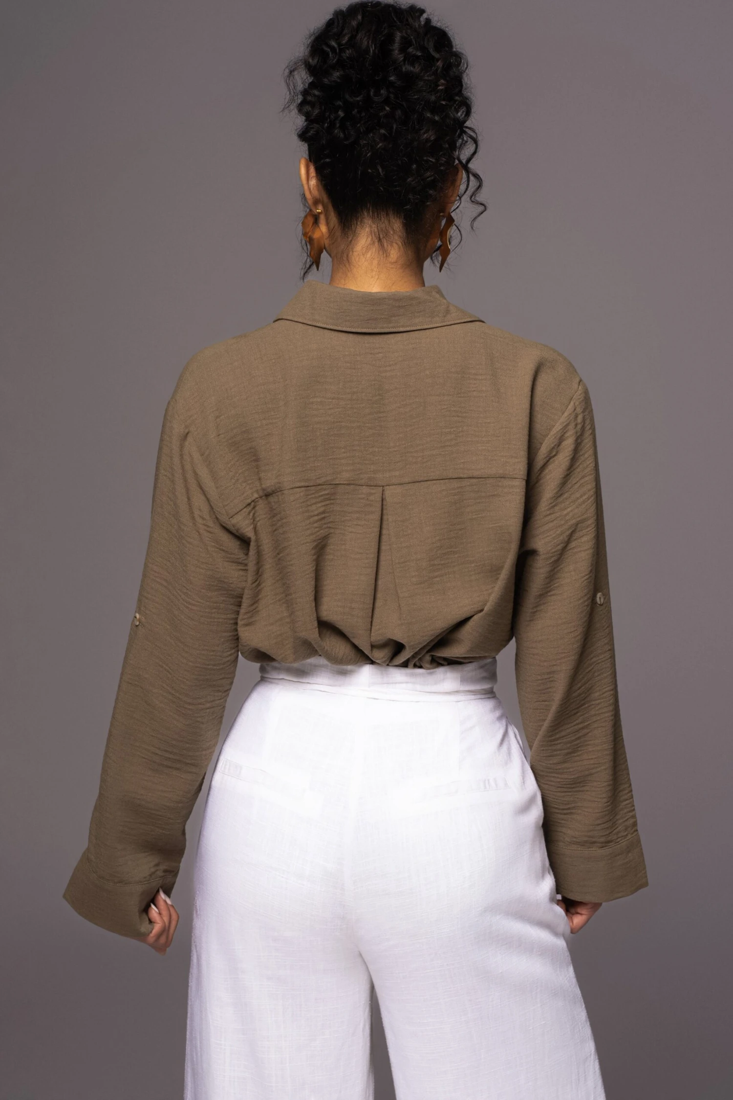 Olive By The Coast Crinkled Button Up 9 Olive By The Coast Crinkled Button Up - Image 9