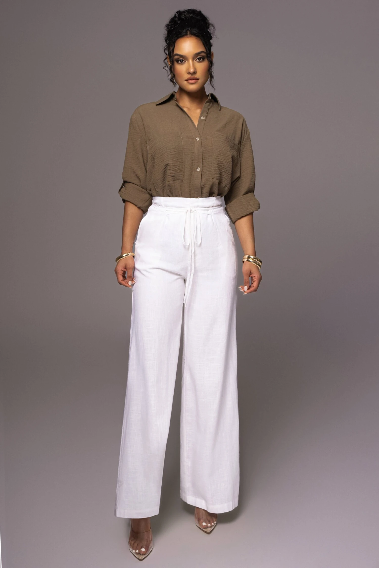 Olive By The Coast Crinkled Button Up 7 Olive By The Coast Crinkled Button Up - Image 7