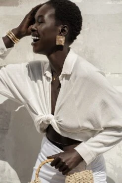 Ivory Soho Front Tied Woven Top -Jluxlabel Sale Store PRODUCT MAY92022 221