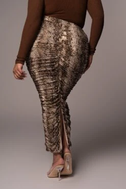 Snakeskin Halow Ruched Skirt -Jluxlabel Sale Store PRODUCT NOV162021 PLUSSIZE 134