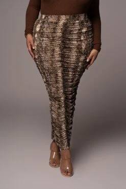 Snakeskin Halow Ruched Skirt -Jluxlabel Sale Store PRODUCT NOV162021 PLUSSIZE 136