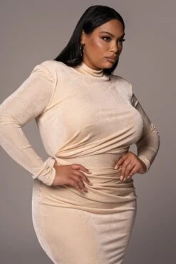 Buttercream Kara Mock Neck Dress -Jluxlabel Sale Store PRODUCT NOV162021 PLUSSIZE 36