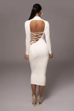 Ivory Shaye Mock Neck Dress