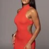 Red Arika High Neck Dress