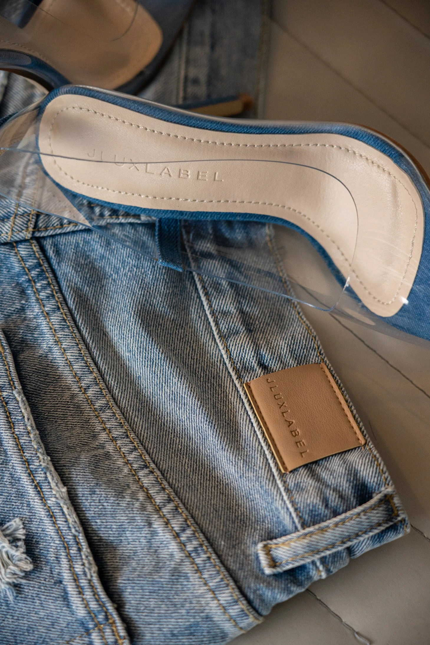 Dark Denim Walk The Line Clear Pumps 7 Dark Denim Walk The Line Clear Pumps - Image 7