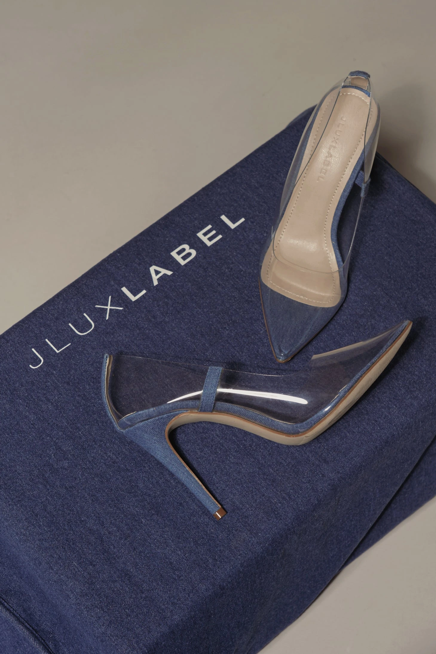 Dark Denim Walk The Line Clear Pumps 2 Dark Denim Walk The Line Clear Pumps - Image 2