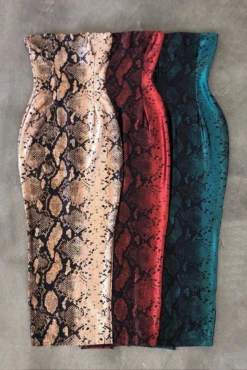 Gold Bianca Snakeskin Slit Dress -Jluxlabel Sale Store PRODUCTSIZE 70